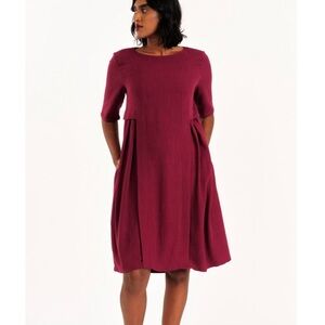Jennifer Glasgow Burgundy Short Sleeve Dress size S